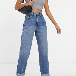 ASOS DESIGN high rise 'slouchy' mom jean midwash